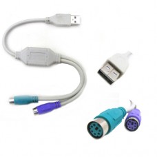 Adaptador "Y" Teclado y Raton PS2 a USB 2.0